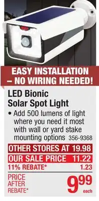 Menards LED Bionic Solar Spot Light offer