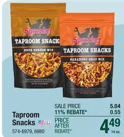 Menards Taproom Snacks offer