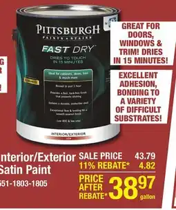 Menards Interior/Exterior Satin Paint offer