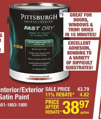 Menards Interior/Exterior Satin Paint offer