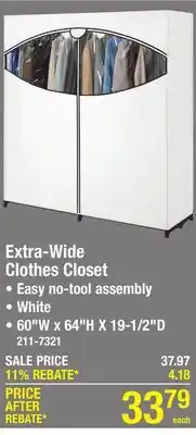 Menards Extra-Wide Clothes Closet offer