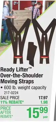 Menards Ready Lifter Over-the-Shoulder Moving Straps offer