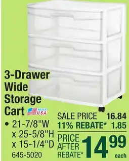 Menards 3-Drawer Wide Storage Cart offer
