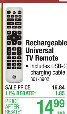 Menards Rechargeable Universal TV Remote offer