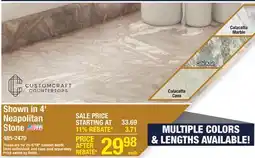 Menards Shown in 4' Neapolitan Stone Pre-Cut Laminate Countertop offer