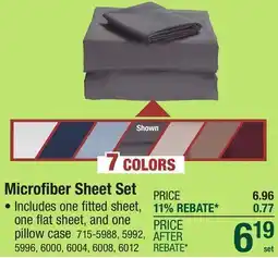 Menards Microfiber Sheet Set offer
