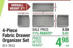 Menards 4-Piece Fabric Drawer Organizer Set offer