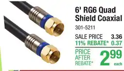Menards 6' RG6 Quad Shield Coaxial offer