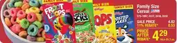 Menards Family Size Cereal offer
