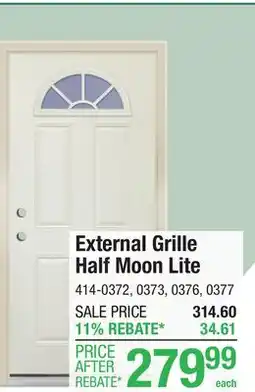 Menards Mastercraft External Grille Half Moon Lite Prehung Door offer