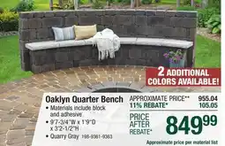 Menards Oaklyn Quarter Bench offer