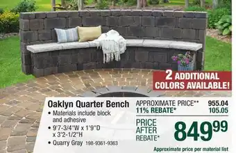Menards Oaklyn Quarter Bench offer