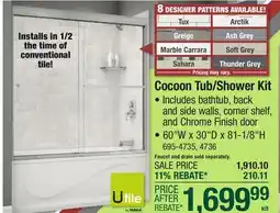 Menards Cocoon Tub/Shower Kit offer