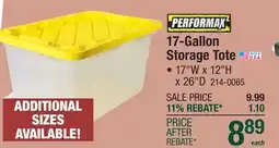 Menards 17-Gallon Storage Tote offer
