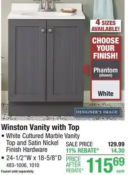 Menards Winston Vanity with Top offer