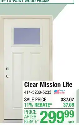 Menards Mastercraft Clear Mission Lite Prehung Door offer