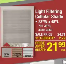 Menards Light Filtering Cellular Shade offer
