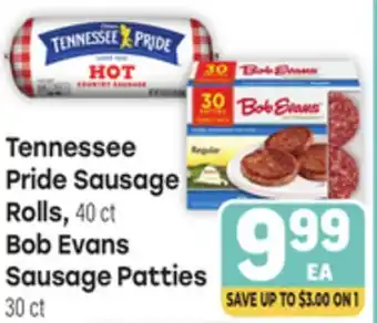 Tony’s Fresh Market Tennessee Pride Sausage Rolls, 40 ct, Bob Evans Sausage Patties 30ct offer