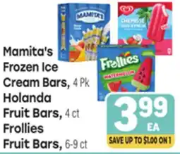 Tony’s Fresh Market Mamita's Frozen Ice Cream Bars, 4Pk, Holanda Fruit Bars, 4ct, Frollies Fruit Bars, 6-9ct offer