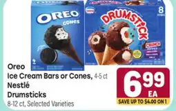 Tony’s Fresh Market Oreo Ice Cream Bars Cones, 4-5ct Nestlé Drumsticks 8-12ct offer