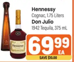 Tony’s Fresh Market Hennessy Cognac, 1.75 Liters, Don Julio 1942 Tequila, 375mL offer