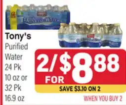Tony’s Fresh Market Tony's Purified Purified Water offer