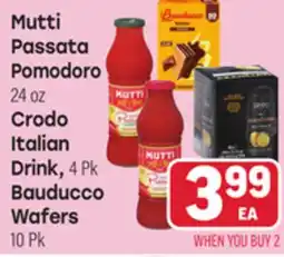 Tony’s Fresh Market Mutti Passata Pomodoro, 24 oz Crodo Italian Drink, 4 Pk Bauducco Wafers 10 Pk offer