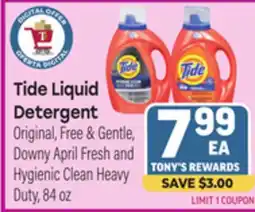 Tony’s Fresh Market Tide Liquid Detergent Original, Free & Gentle, Downy April Fresh and Hygienic Clean Heavy Duty offer