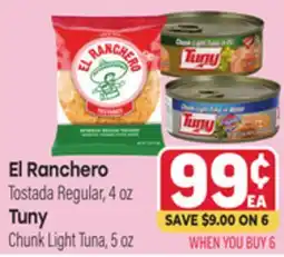 Tony’s Fresh Market El Ranchero Tostada Regular, 4 oz Tuny Chunk Light Tuna, 5 oz offer