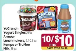 Tony’s Fresh Market YoCrunch Yogurt Singles, 6oz Armour Lunchmakers, 2.4-2.9oz Kemps or TruMoo Milk, 16oz offer