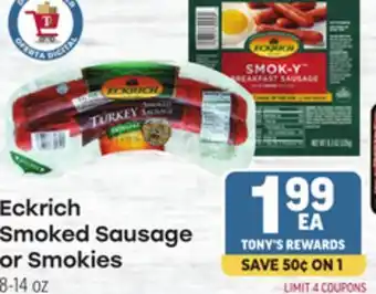 Tony’s Fresh Market Eckrich Smoked Sausage offer