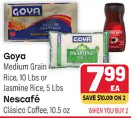 Tony’s Fresh Market Goya Medium Grain Rice, 10 Lbs or Jasmine Rice, 5 Lbs Nescafé Clásico Coffee, 10.5oz offer