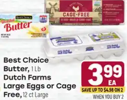 Tony’s Fresh Market Best Choice Butter, 1 Lb., Dutch Farms Large Eggs or Cage, 12 ct Large offer