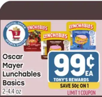 Tony’s Fresh Market Oscar Mayer Lunchables Basics offer