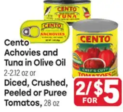 Tony’s Fresh Market Cento Achovies and Tuna in Olive Oil 2-2.12oz or Diced, Crushed, Peeled or Puree Tomatos, 28oz offer