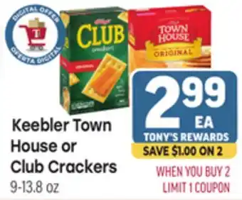 Tony’s Fresh Market Keebler Town House or Club Crackers offer