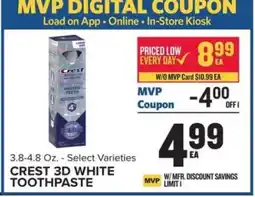 Food Lion Crest 3D White Toothpaste offer