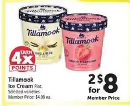Safeway Tillamook Ice Cream Pint offer