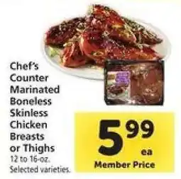 Safeway Chef's Counter Marinated Boneless Skinless Chicken Breasts or Thighs offer