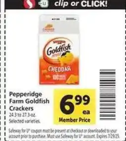 Safeway Pepperidge Farm Goldfish Crackers offer