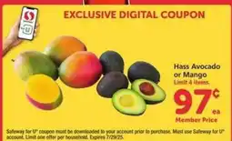 Safeway Hass Avocado or Mango offer