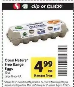 Safeway Open Nature Free Range Eggs offer