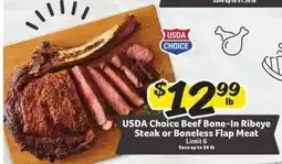 Winn Dixie USDA Choice Beef Bone-In Ribeye Steak or Boneless Flap Meat offer