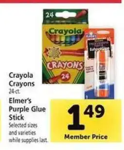 Safeway Crayola Crayons & Elmer’s Purple Glue Stick offer