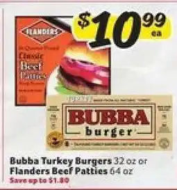 Winn Dixie Bubba Turkey Burgers or Flanders Beef Patties offer