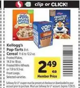 Safeway Kellogg's Pop-Tarts & Cereal offer