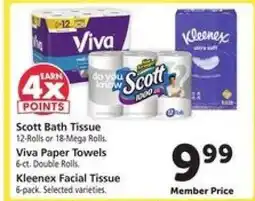 Safeway Scott Bath Tissue, Viva Paper Towels, Kleenex Facial Tissue offer
