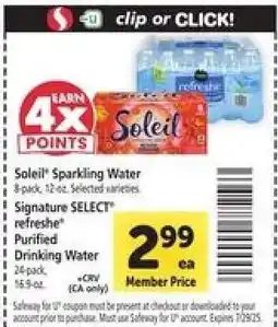 Safeway Signature Select Refreshe Purified Drinking Water offer