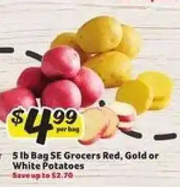 Winn Dixie 5 lb Bag SE Grocers Red, Gold or White Potatoes offer