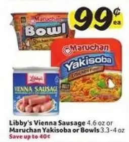 Winn Dixie Libby's Vienna Sausage or Maruchan Yakisoba or Bowls offer